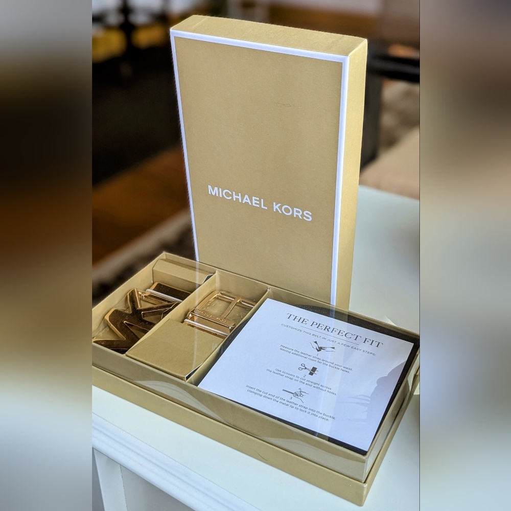 Michael Kors Reversible Gold Belt Set